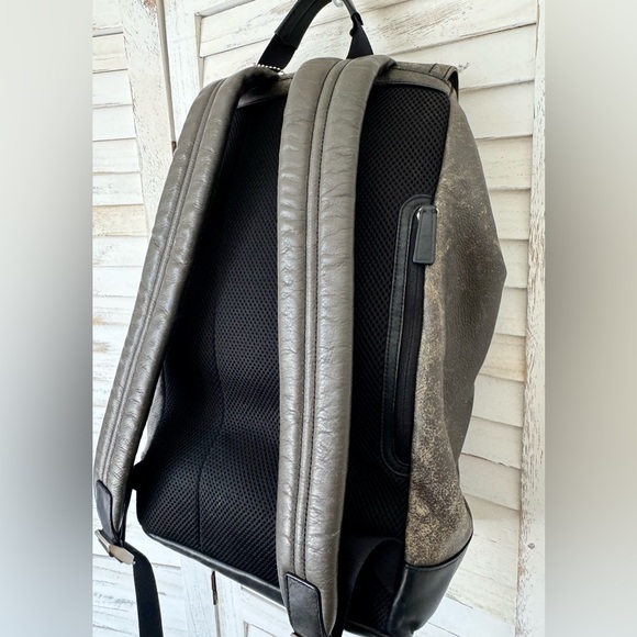 COACH HERITAGE SPORT LEATHER BACKPACK Brown/Gray/Black Distressed - Picture 8 of 14